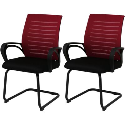 HHG Set Di 2 Sedie Da Conferenza -584, Sedia Poltroncina A Slitta, Stoffa/tessuto (250 G/m²) Mvg, Rosso, Telaio Nero HHG Set Di 2 Sedie Da Conferenza -584, Sedia Poltroncina A Slitta, Stoffa/tessuto (250 G/m²) Mvg, Rosso, Telaio Nero