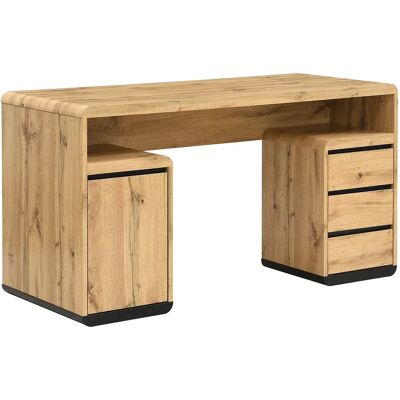 Unique Scrivania Con Cassetti In Mdf Naturale E Nero - Serguei Unique Scrivania Con Cassetti In Mdf Naturale E Nero - Serguei