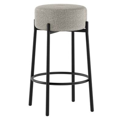 STONES Sgabello Moderno Syd Con Seduta In Tessuto Grigio Chiaro E Struttura In Metallo Verniciato Nero - Design Contemporaneo 41x41x67cm STONES Sgabello Moderno Syd Con Seduta In Tessuto Grigio Chiaro E Struttura In Metallo Verniciato Nero - Design Contemporaneo 41x41x67cm