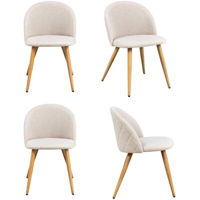 FURNITURER Set Di 4 Sedie Per Sala Da Pranzo, Design Moderno A Forma Di Conchiglia, Morbido Tessuto Beige Con Piedini In Metallo, Elegante Seduta Per Cucina, Tessuto, 46 X 49 X 77 Cm FURNITURER Set Di 4 Sedie Per Sala Da Pranzo, Design Moderno A Forma Di Conchiglia, Morbido Tessuto Beige Con Piedini In Metallo, Elegante Seduta Per Cucina, Tessuto, 46 X 49 X 77 Cm