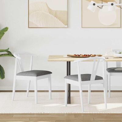 VIDAXL Sedia Da Pranzo 2 Pcs Bianco E Grigio Legno Di Gomma VIDAXL Sedia Da Pranzo 2 Pcs Bianco E Grigio Legno Di Gomma