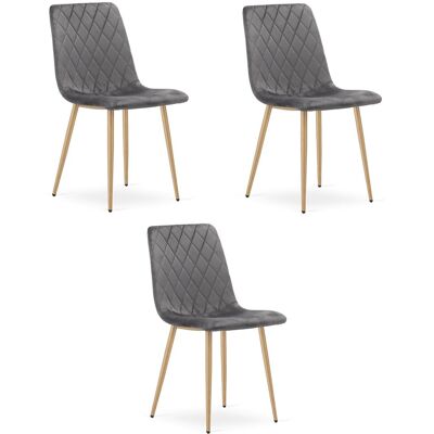AKORD Sedia Turin - Velluto Grigio Scuro / Gambe Color Legno X 3 AKORD Sedia Turin - Velluto Grigio Scuro / Gambe Color Legno X 3
