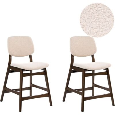 BELIANI Set Retrò Di 2 Sedie Da Bar Senza Braccioli Con Seduta In Tessuto Bouclé Marrone Scuro E Beige Elaine BELIANI Set Retrò Di 2 Sedie Da Bar Senza Braccioli Con Seduta In Tessuto Bouclé Marrone Scuro E Beige Elaine
