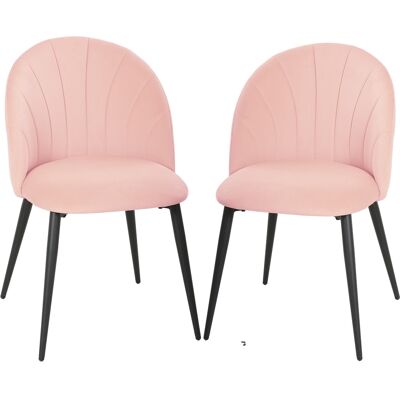 HOMCOM Set Di 2 Sedie Da Cucina In Velluto Con Schienale A Conchiglia, Rosa HOMCOM Set Di 2 Sedie Da Cucina In Velluto Con Schienale A Conchiglia, Rosa