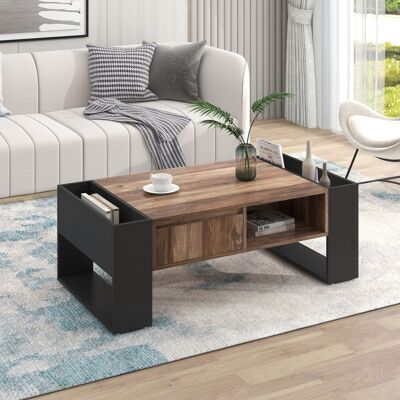 SOLKVUNZA Tavolino Da Salotto Nesting 111x60x40 Cm, Design Con Cassetto Senza Maniglia E Vani Contenitore, Tavolo Rettangolare Bifacciale, Antracite SOLKVUNZA Tavolino Da Salotto Nesting 111x60x40 Cm, Design Con Cassetto Senza Maniglia E Vani Contenitore, Tavolo Rettangolare Bifacciale, Antracite