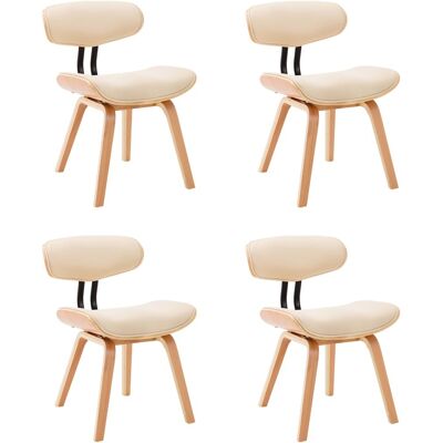 vidaXL 4 Sedie da pranzo crema legno curvato pelle sintetica - Sedie da pranzo vidaXL 4 Sedie da pranzo crema legno curvato pelle sintetica - Sedie da pranzo