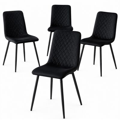BAKAJI Set 4 Sedie Nero Con Rivestimento In Velluto E Piedi Neri Seduta Ergonomica BAKAJI Set 4 Sedie Nero Con Rivestimento In Velluto E Piedi Neri Seduta Ergonomica