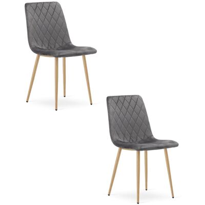 AKORD Sedia Turin - Velluto Grigio Scuro / Gambe Color Legno X 2 AKORD Sedia Turin - Velluto Grigio Scuro / Gambe Color Legno X 2