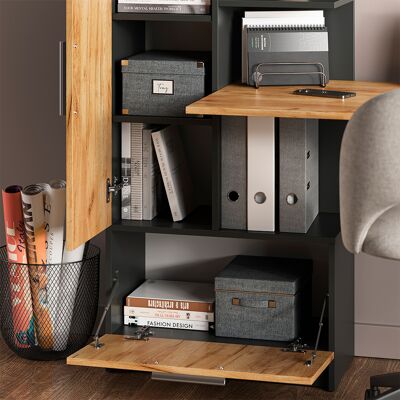 Vicco Scrivania Con Ripiani Tomy, Antracite/rovere Dorato, 150 X 59 Cm Set Di 2, Vicco Scrivania Con Ripiani Tomy, Antracite/rovere Dorato, 150 X 59 Cm Set Di 2,