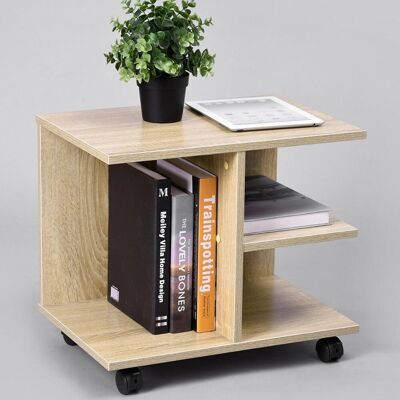 BAKAJI Tavolino Salotto Multifunzione Porta Tv Riviste Comodino Con Ruote Legno Beige BAKAJI Tavolino Salotto Multifunzione Porta Tv Riviste Comodino Con Ruote Legno Beige