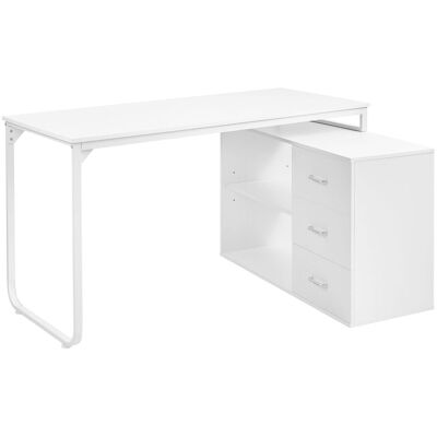 BELIANI Scrivania Da Ufficio Domestico Angolare Con 2 Ripiani E 3 Cassetti 140 X 100 Cm Bianco Sogne BELIANI Scrivania Da Ufficio Domestico Angolare Con 2 Ripiani E 3 Cassetti 140 X 100 Cm Bianco Sogne