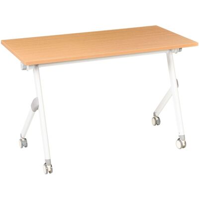 BELIANI Scrivania Pieghevole Moderna Rettangolare Con Rotelle Tavolo Mobile Portatile 120 X 60 Cm Struttura In Metallo Marrone E Bianco Bendi BELIANI Scrivania Pieghevole Moderna Rettangolare Con Rotelle Tavolo Mobile Portatile 120 X 60 Cm Struttura In Metallo Marrone E Bianco Bendi