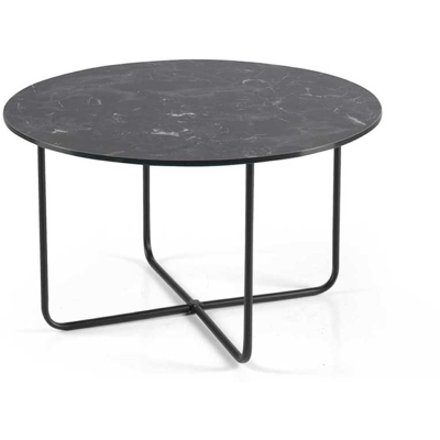 CAPODARTE - Tavolino Tondo Con Piano Vetro Effetto Marmo Nero Jon 60 CAPODARTE - Tavolino Tondo Con Piano Vetro Effetto Marmo Nero Jon 60