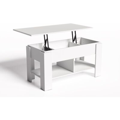 FURNITURER Elot White 96 Piastra Di Sollevamento, Regolabile In Altezza, Caffè Per Soggiorno, Salotto, Tavolino Allungabile, Con Vano Portaoggetti Nascosto, In Legno, Colore: Bianco, 96x50x48-63cm FURNITURER Elot White 96 Piastra Di Sollevamento, Regolabile In Altezza, Caffè Per Soggiorno, Salotto, Tavolino Allungabile, Con Vano Portaoggetti Nascosto, In Legno, Colore: Bianco, 96x50x48-63cm