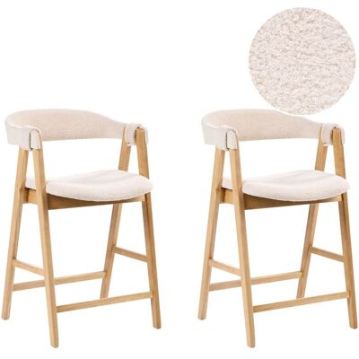 BELIANI Sedie Da Bar In Stile Tradizionale Con Seduta Imbottita In Bouclé Marrone Chiaro E Beige BELIANI Sedie Da Bar In Stile Tradizionale Con Seduta Imbottita In Bouclé Marrone Chiaro E Beige