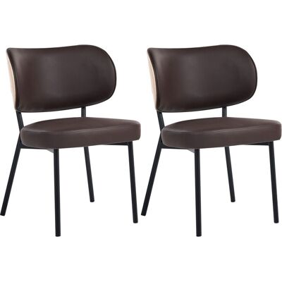 BELIANI Set Di 2 Sedie Da Pranzo In Ecopelle Con Gambe In Ferro Nero Marrone Scuro Wonder BELIANI Set Di 2 Sedie Da Pranzo In Ecopelle Con Gambe In Ferro Nero Marrone Scuro Wonder