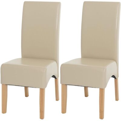 DÉCOSHOP26 Set Di 2 Sedie Da Pranzo Imbottite In Pelle Color Crema Con Schienale Alto E Gambe In Legno Chiaro 040011603 DÉCOSHOP26 Set Di 2 Sedie Da Pranzo Imbottite In Pelle Color Crema Con Schienale Alto E Gambe In Legno Chiaro 040011603