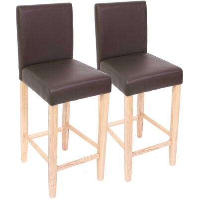 DÉCOSHOP26 Set Di 2 Sgabelli Da Bar Con Schienale E Poggiapiedi Seduta In Vera Pelle Marrone Gambe In Legno Massello Chiaro 040011534 DÉCOSHOP26 Set Di 2 Sgabelli Da Bar Con Schienale E Poggiapiedi Seduta In Vera Pelle Marrone Gambe In Legno Massello Chiaro 040011534