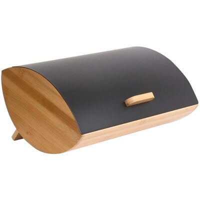BELIANI Portapane Decorativo In Bambù Con Coperchio In Metallo 36 X 25 X 16 Cm Nero Epicurien BELIANI Portapane Decorativo In Bambù Con Coperchio In Metallo 36 X 25 X 16 Cm Nero Epicurien