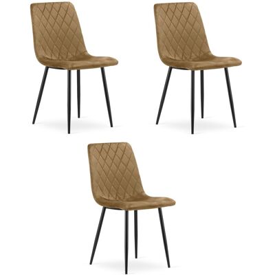 AKORD Sedia Turin - Velluto Marrone / Gambe Nere X 3 AKORD Sedia Turin - Velluto Marrone / Gambe Nere X 3