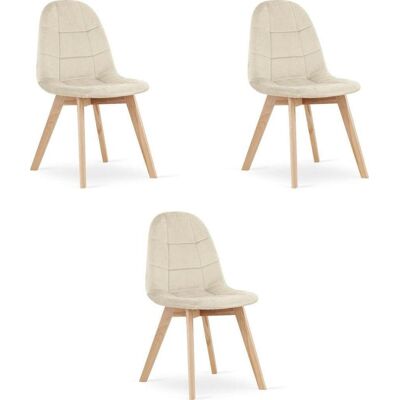 AKORD Leobert Bora Set Di Tre Sedie In Velluto Beige AKORD Leobert Bora Set Di Tre Sedie In Velluto Beige