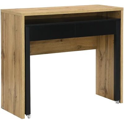 Unique Scrivania Consolle Allungabile Con 2 Cassetti Naturale E Nero - Loavia Unique Scrivania Consolle Allungabile Con 2 Cassetti Naturale E Nero - Loavia