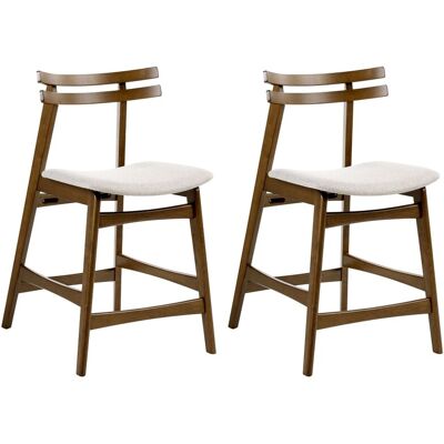 BELIANI Set Di 2 Sedie Da Pranzo In Tessuto Beige E Struttura In Legno Marrone Cynthiana BELIANI Set Di 2 Sedie Da Pranzo In Tessuto Beige E Struttura In Legno Marrone Cynthiana