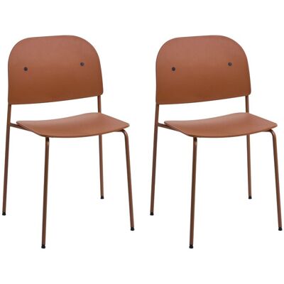BELIANI Set Di 2 Sedie Da Pranzo E Da Cucina Con Seduta In Materiale Sintetico E Struttura In Metallo, Arancione Windust BELIANI Set Di 2 Sedie Da Pranzo E Da Cucina Con Seduta In Materiale Sintetico E Struttura In Metallo, Arancione Windust