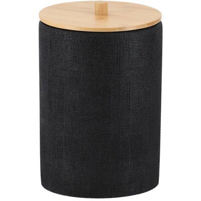 TENDANCE Cestino Rotondo In Poliresina Da 6 L Con Effetto Rete E Coperchio In Bambù - Nero - TENDANCE Cestino Rotondo In Poliresina Da 6 L Con Effetto Rete E Coperchio In Bambù - Nero -
