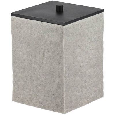 TENDANCE Cestino Quadrato In Poliresina Effetto Pietra E Coperchio In Bambù Nero Opaco 8l - Grigio - TENDANCE Cestino Quadrato In Poliresina Effetto Pietra E Coperchio In Bambù Nero Opaco 8l - Grigio -