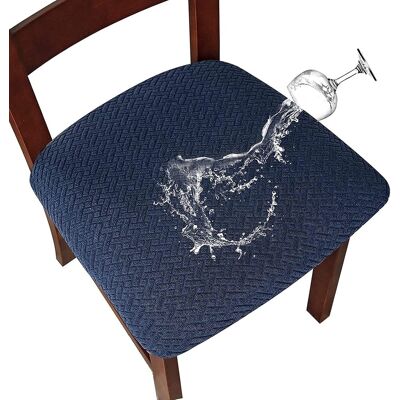 Zone Set Di 2 Coprisedie In Jacquard Elasticizzato Impermeabile, Ideali Per Sala Da Pranzo E Cucina, Con Fibbia (blu Navy) Zone Set Di 2 Coprisedie In Jacquard Elasticizzato Impermeabile, Ideali Per Sala Da Pranzo E Cucina, Con Fibbia (blu Navy)