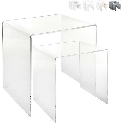 Multiplex Set 2 Tavolini Da Salotto Moderni In Plexiglass Trasparente 80's - Trasparente Multiplex Set 2 Tavolini Da Salotto Moderni In Plexiglass Trasparente 80's - Trasparente