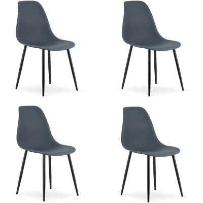 AKORD Sedia Wat Color Ardesia Scura / Gambe Nere X 4 AKORD Sedia Wat Color Ardesia Scura / Gambe Nere X 4