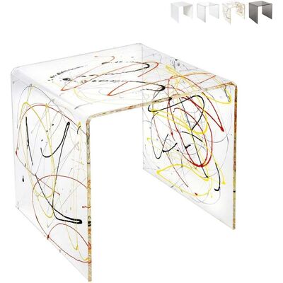 Multiplex Tavolino Moderno Da Salotto In Plexiglass Trasparente 40x40cm 80's Small - Trasparente Multicolor Multiplex Tavolino Moderno Da Salotto In Plexiglass Trasparente 40x40cm 80's Small - Trasparente Multicolor