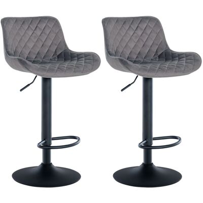 DÉCOSHOP26 Set Di 2 Sgabelli Da Bar Regolabili E Girevoli, Seduta In Velluto Grigio, Gambe In Metallo Nero Tdb10608 DÉCOSHOP26 Set Di 2 Sgabelli Da Bar Regolabili E Girevoli, Seduta In Velluto Grigio, Gambe In Metallo Nero Tdb10608
