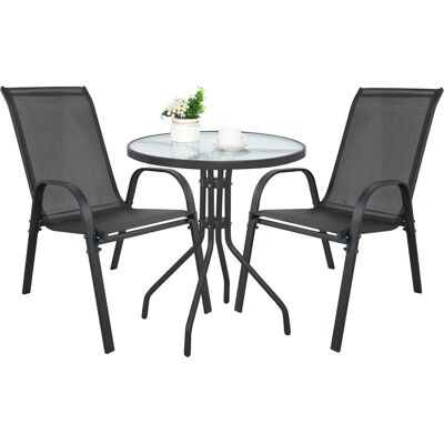 AKORD Tavolo Rotondo A Isola Da 60 Cm + 2 Sedie Sofia Grigio Scuro AKORD Tavolo Rotondo A Isola Da 60 Cm + 2 Sedie Sofia Grigio Scuro