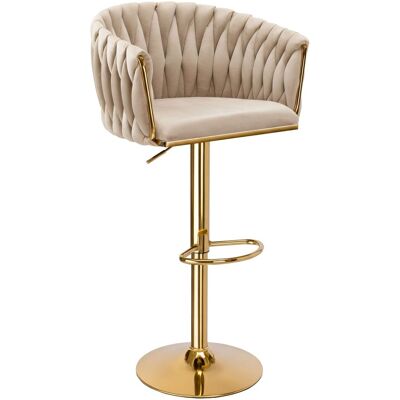 OEM Sgabello Da Bar Cofton In Velluto Beige E Oro. OEM Sgabello Da Bar Cofton In Velluto Beige E Oro.