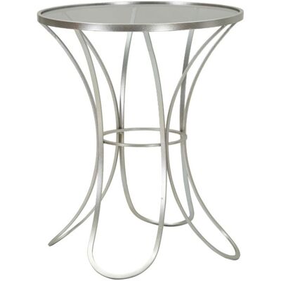 KENDRA HOME Tavolino Trixy Ø 56 Cm In Ferro E Vetro Argento KENDRA HOME Tavolino Trixy Ø 56 Cm In Ferro E Vetro Argento