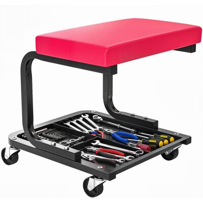 Zone Sgabello Da Tecnico, Sgabello Da Lavoro Portatile, Portata 135 Kg, Con Vassoio Portautensili E Ruote, Dimensioni: 36,5 X 33,5 X 35 Cm, Rosso. Zone Sgabello Da Tecnico, Sgabello Da Lavoro Portatile, Portata 135 Kg, Con Vassoio Portautensili E Ruote, Dimensioni: 36,5 X 33,5 X 35 Cm, Rosso.