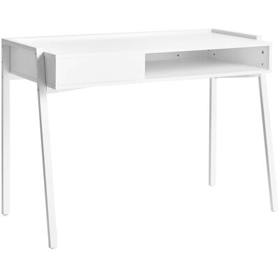 BELIANI Scrivania In Truciolato Bianco Con Gambe In Ferro 107 X 48 Cm Con Ripiano E Cassetto Kofoten BELIANI Scrivania In Truciolato Bianco Con Gambe In Ferro 107 X 48 Cm Con Ripiano E Cassetto Kofoten