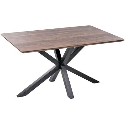 BELIANI Tavolo Da Pranzo Piano Legno Scuro Gambe Metallo Nero 140 X 90 Cm Spectra BELIANI Tavolo Da Pranzo Piano Legno Scuro Gambe Metallo Nero 140 X 90 Cm Spectra