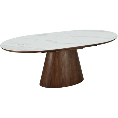 MEUBLORAMA Tavolo Lumea Estensibile 160–200 Cm – Tavolo Contemporaneo In Ceramica Effetto Marmo Bianco E Noce MEUBLORAMA Tavolo Lumea Estensibile 160–200 Cm – Tavolo Contemporaneo In Ceramica Effetto Marmo Bianco E Noce