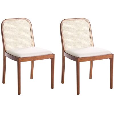 BELIANI Set Di 2 Sedie Da Pranzo In Rattan A Treccia Viennese Senza Braccioli Marrone Chiaro E Beige Chiaro Edina BELIANI Set Di 2 Sedie Da Pranzo In Rattan A Treccia Viennese Senza Braccioli Marrone Chiaro E Beige Chiaro Edina