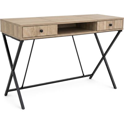 AKORD Scrivania Pc Industriale Rovere Sonoma Crossline 120 Cm 2 Cassetti 1 Ripiano Gambe Nere AKORD Scrivania Pc Industriale Rovere Sonoma Crossline 120 Cm 2 Cassetti 1 Ripiano Gambe Nere
