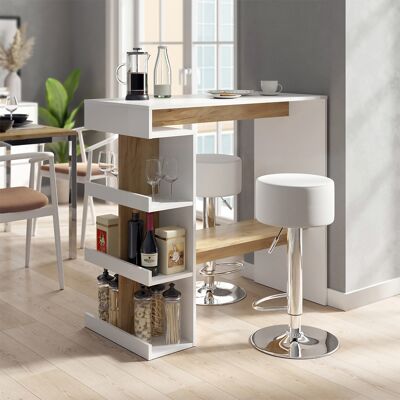 Vicco Tavolo Bar Alto Dana, Rovere Bianco/dorato, 108 X 50 Cm Con 2 Sgabelli Da Bar, Vicco Tavolo Bar Alto Dana, Rovere Bianco/dorato, 108 X 50 Cm Con 2 Sgabelli Da Bar,