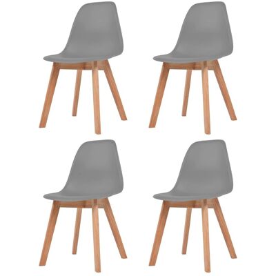 vidaXL Sedie da pranzo in plastica grigia Set di 4 vidaXL Sedie da pranzo in plastica grigia Set di 4