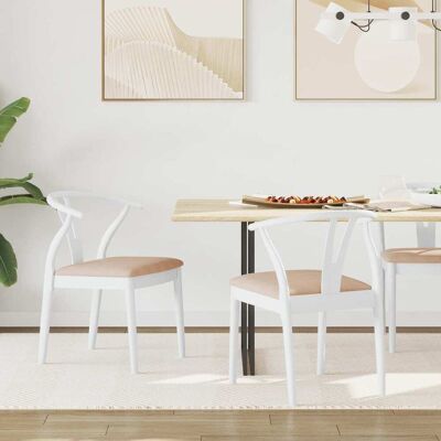 VIDAXL Sedia Da Pranzo 2 Pcs Bianco E Marrone Legno Di Gomma VIDAXL Sedia Da Pranzo 2 Pcs Bianco E Marrone Legno Di Gomma