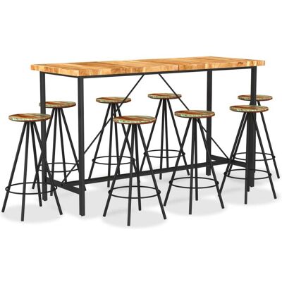 VIDAXL Set Da Bar 9 Pz In Legno Massello Di Acacia E Legno Di Recupero VIDAXL Set Da Bar 9 Pz In Legno Massello Di Acacia E Legno Di Recupero