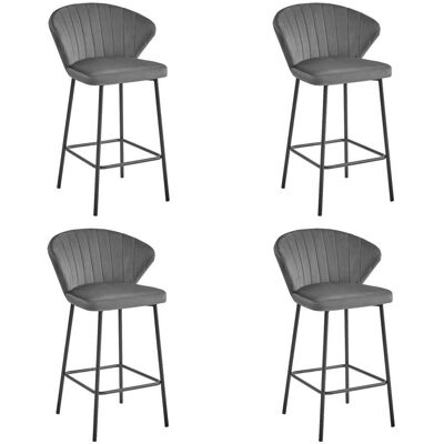 AKORD Sgabello Gatta - Velluto Grigio Scuro / Gambe Nere X 4 AKORD Sgabello Gatta - Velluto Grigio Scuro / Gambe Nere X 4