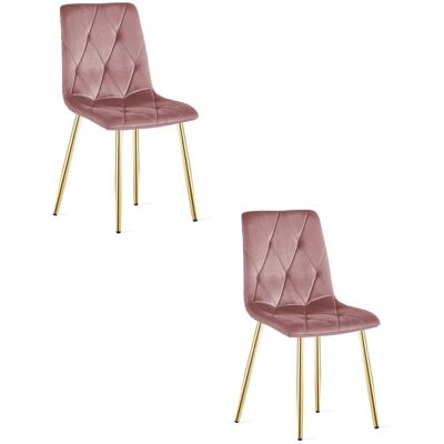 AKORD Sedia Libra - Velluto Rosa / Gambe Dorate X 2 AKORD Sedia Libra - Velluto Rosa / Gambe Dorate X 2